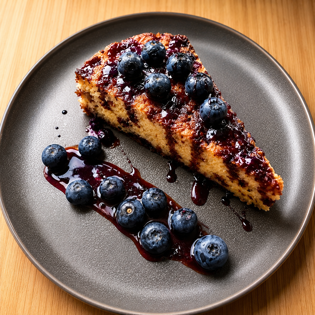 Lemon Olive Oil Cake & Blueberry Balsamic Reduction Glaze