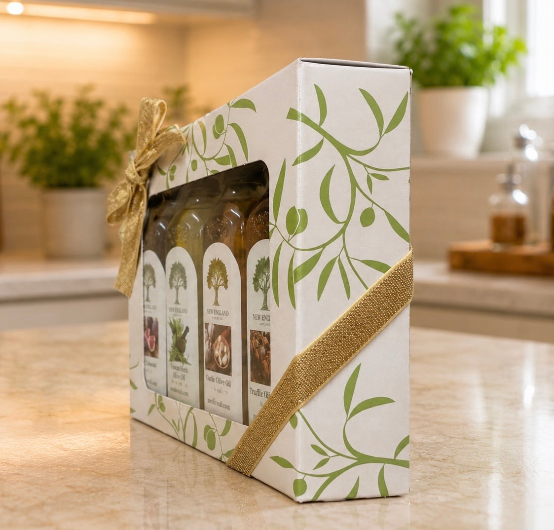 4 Pack Gift Set - Green & White Box – New England Olive Oil Company